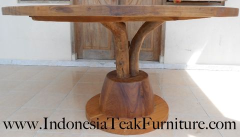 Round Teak Wood Table Furniture Bali Indonesia throughout Teak Wood Dining Table Handmade Indonesia